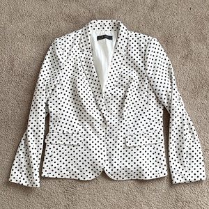 The Limited White & Black Polka Dot Knit Blazer / Jacket Sz XL